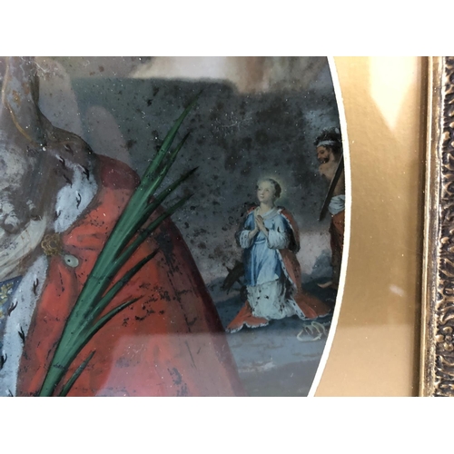 1812 - A reverse glass painting depicting The Martyrdom of Saint Barbara, 18th/19th century, 31 x 27.5 cm, ... 