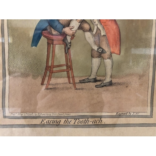 1813 - James Gillray - 'Easing The Tooth-Ach', hand-coloured stipple engraving, published May 7th 1796 By H... 