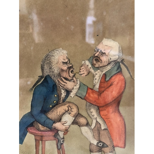 1813 - James Gillray - 'Easing The Tooth-Ach', hand-coloured stipple engraving, published May 7th 1796 By H... 