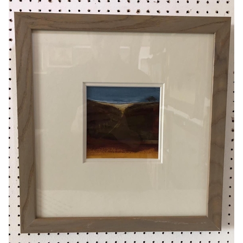 1821 - Bea Thompson - Landscape with trees on the horizon, unsigned, oil on board, margin dimensions: 13.5 ... 