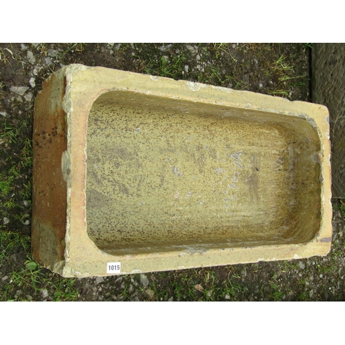 1015 - A salt glazed rectangular trough (af) 23 cm high x 81 cm x 44 cm