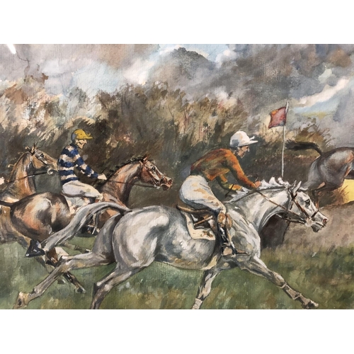 1836 - John Board (1895-1965) - Horse racing scene, signed in pencil lower right, watercolour on paper, 22 ... 