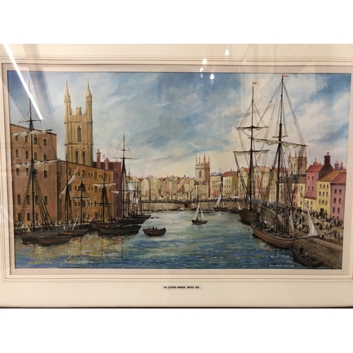 1841 - Kim Pomphrey (Contemporary) - 'The Floating Harbour, Bristol, 1830' gouache on paper, signed and dat... 