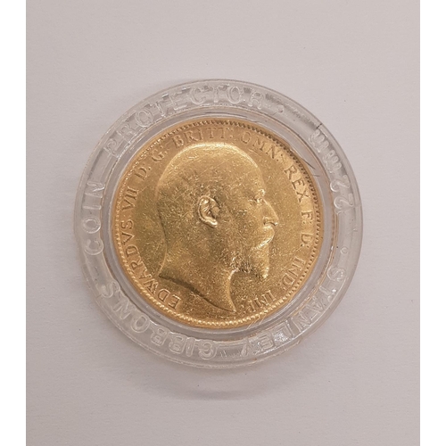 840 - Edward VII (1901 - 1910) A gold full sovereign coin, 1903 (sealed in Stanley Gibbons 22mm coin prote... 