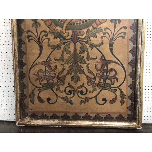 1873 - A large continental ecclesiastical painted canvas, 19th/20th century, with initials in the centre su... 