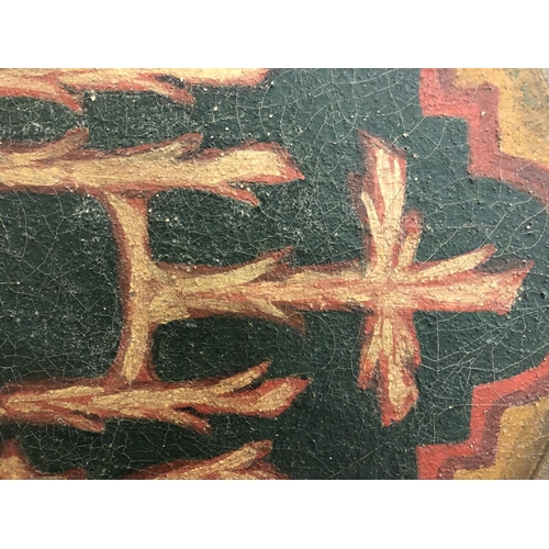 1873 - A large continental ecclesiastical painted canvas, 19th/20th century, with initials in the centre su... 