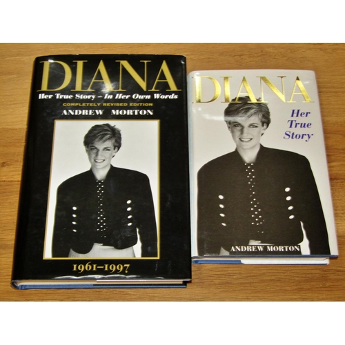 692 - Two copies of Diana - Her True Story by Andrew Morton (signed) together with Around the World in 80 ... 