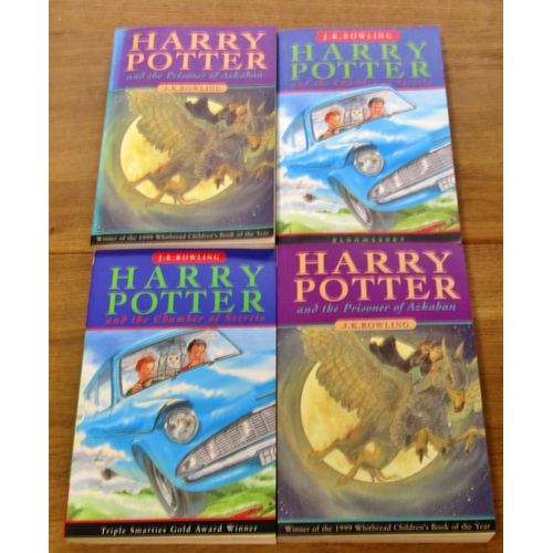 696 - Six Harry Potter paperbacks - The Philosopher's Stone (1997), 2 x The Chamber of Secrets (1998) 2 x ... 