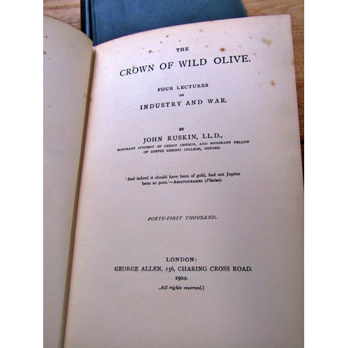 710 - Seven early 20th century volumes of Ruskin together with other literature (including Dickens & Hemin... 