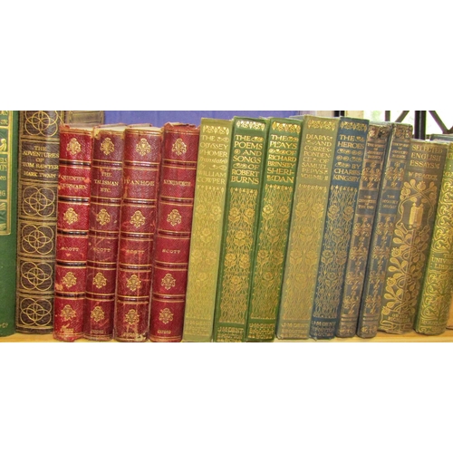 714 - Ten volumes of The Waverley novels (1901) together with thirty other early 20th century leather boun... 