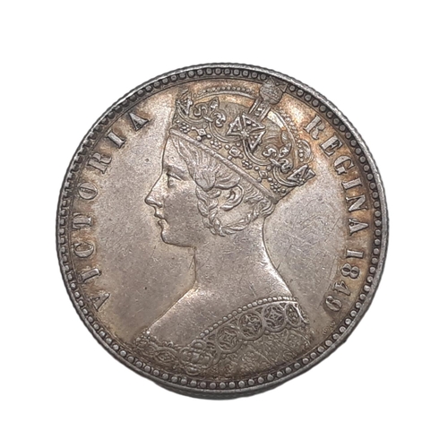 879 - Victoria (1837 - 1901) A silver florin coin, ‘Godless’ type, w.w.