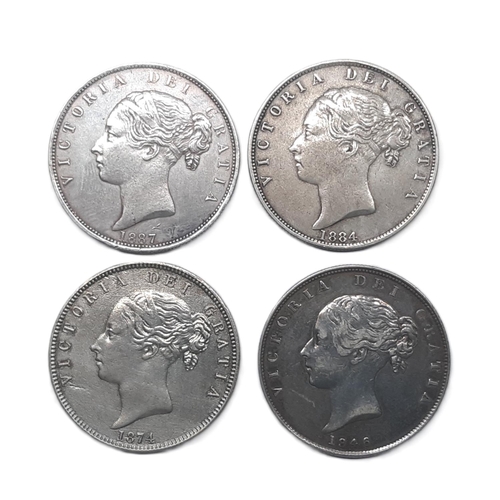 881 - Victoria (1837 - 1901) Four silver half crown coins, 1846, 1874, 1884, 1887 (4)