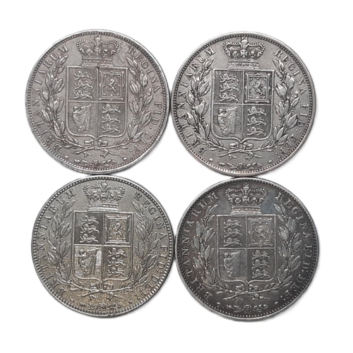 881 - Victoria (1837 - 1901) Four silver half crown coins, 1846, 1874, 1884, 1887 (4)