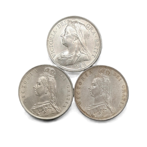 898 - Victoria (1837 - 1901) Three silver half crown coins, 1889, 1892, 1895, (3)