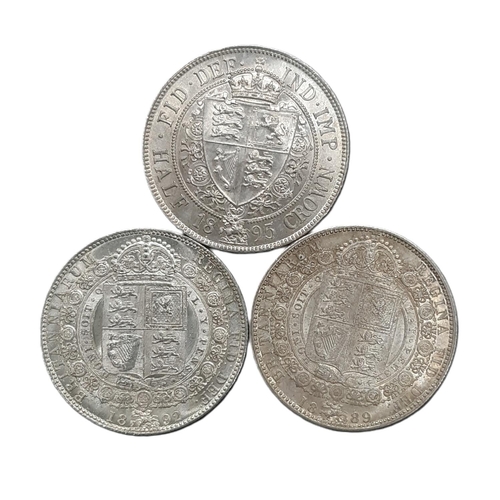 898 - Victoria (1837 - 1901) Three silver half crown coins, 1889, 1892, 1895, (3)