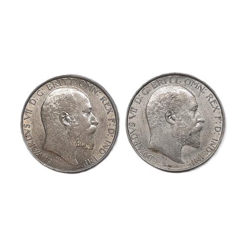 924 - Edward VII (1901 - 1910) two silver florin coins, 1906 and 1909 (2)