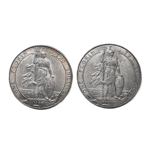 924 - Edward VII (1901 - 1910) two silver florin coins, 1906 and 1909 (2)