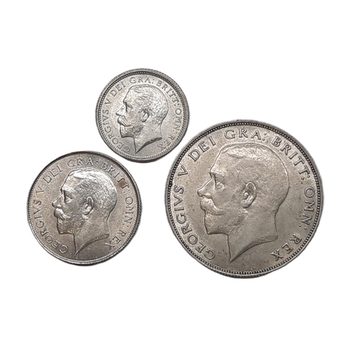 938 - George V (1910 - 1936) A silver half crown, shilling and 6d coin, 1925 (3).