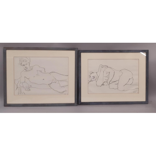 1896 - Ian Rank-Broadley (British, b.1952) - Four male nude life drawings (1994), probably from the same si... 