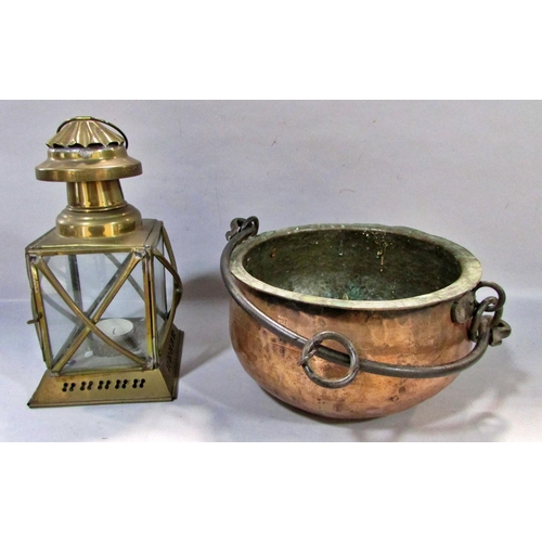 514 - A 19th century collection of copper kitchen ware including, kettles, a cooking pots, a toasting fork... 