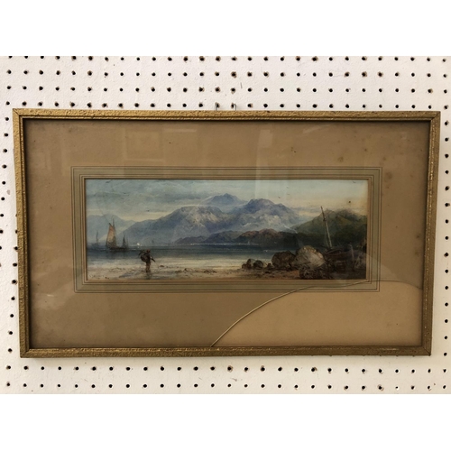 1846 - E. Myers (19th century) - Lake landscape with fishermen in the foreground and sublime mountain vista... 