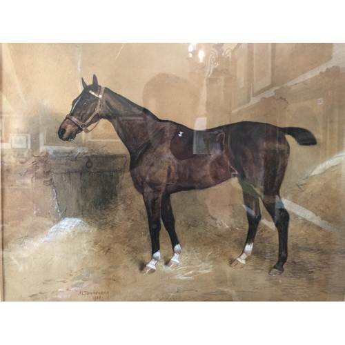 1853 - Arthur Louis Townshend (act.1880-1912) - A bay hunter in a stable (1900), signed and dated below, wa... 