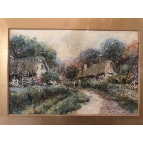 1870 - Two 20th century watercolours of English country scenes, to include: Leyton Forbes - figures by a th... 