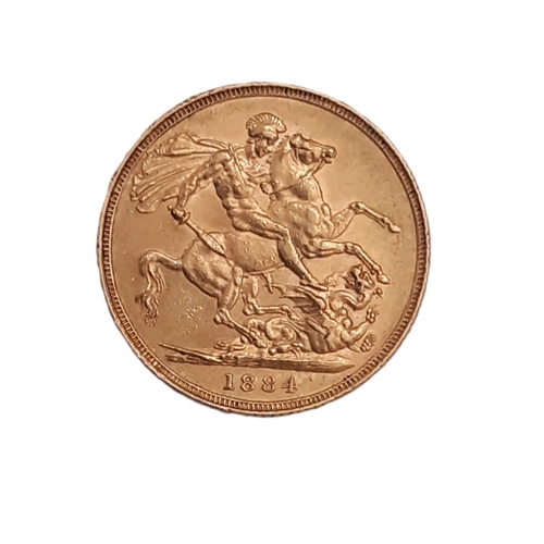 823 - Victoria (1837 - 1901) A gold full sovereign coin, 1884.