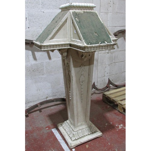 1708 - A large 19th century painted pine four sectional lectern, raised on a tapering squared support on sq... 