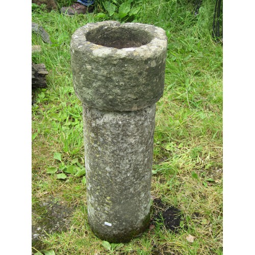 1055 - A small weathered three sectional carved stone bird bath with circular top 55 cm high x 28 cm diamet... 