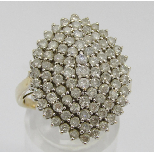 312 - 9ct diamond marquise cluster dress ring, largest stone 0.05ct approx, size R, 6.6g (see photograph o... 