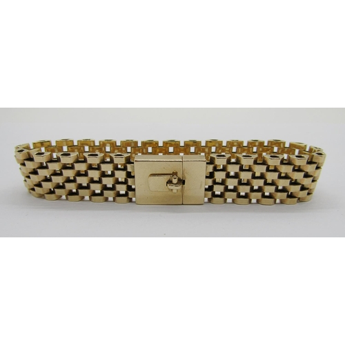 330 - Vintage 9ct brick link bracelet, maker 'B&S', Birmingham 1953, 19.5cm L approx excluding inner clasp... 