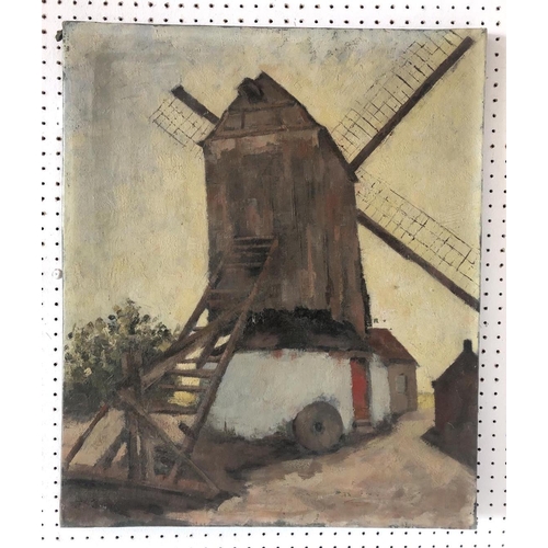 1884 - Continental School - Late 19th/Early 20th Century painting of a windmill, unsigned, 52 x 62 cm, unfr... 