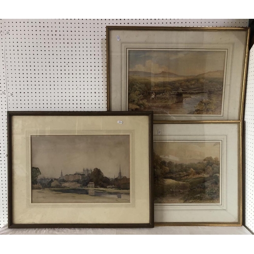 1893 - Three watercolour landscapes to include: Two 19th century rural landscape scenes by the same artist,... 