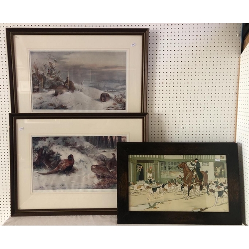 1898 - Four framed prints, to include: Cecil Aldin - two hunting related chromolithographic prints with tit... 