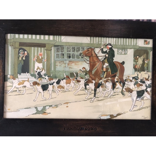 1898 - Four framed prints, to include: Cecil Aldin - two hunting related chromolithographic prints with tit... 