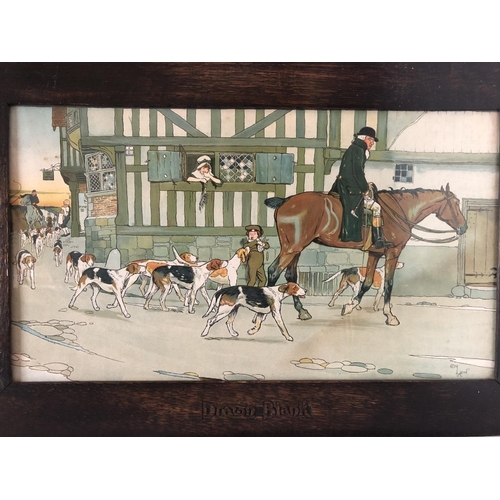 1898 - Four framed prints, to include: Cecil Aldin - two hunting related chromolithographic prints with tit... 