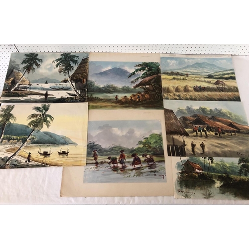 1907 - Seven 20th century school watercolours of South East Asia by different artists, to include: A.B. Ibr... 