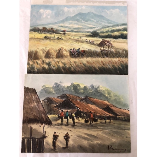 1907 - Seven 20th century school watercolours of South East Asia by different artists, to include: A.B. Ibr... 