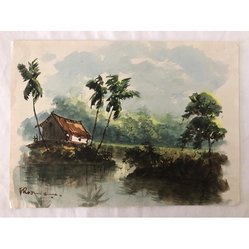 1907 - Seven 20th century school watercolours of South East Asia by different artists, to include: A.B. Ibr... 