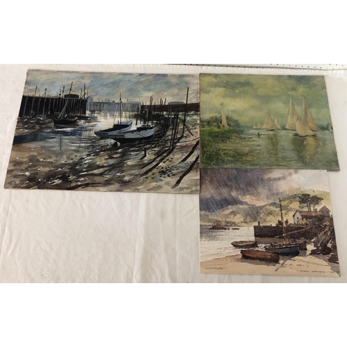 1908 - Three 20th century coastal paintings by different artists, to include: Frank Shipsides (Bristol Sava... 