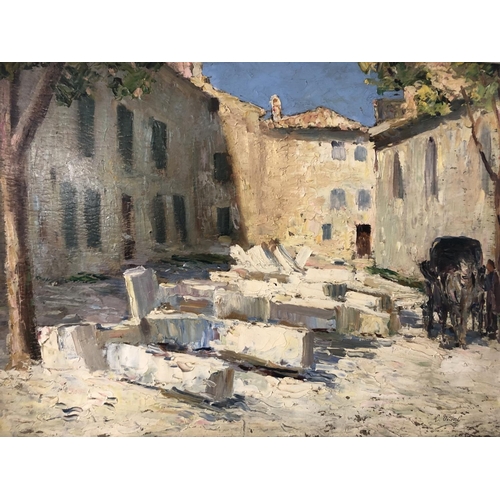 1917 - L. Vidal (20th Century) - 'Villeneuve-lès-Avignon', oil on board, signed lower right, with title and... 