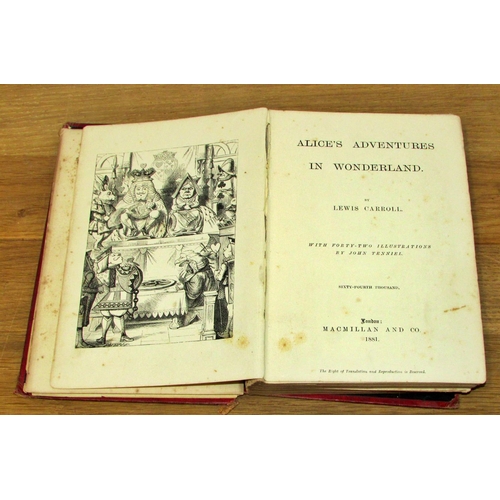 758 - Two editions of Lewis Carroll's Alice's Adventures in Wonderland - the first (rare) 1881, illustrate... 