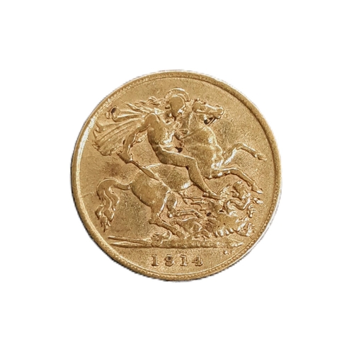 870 - George V (1910 - 1936) A gold half sovereign coin, 1914.