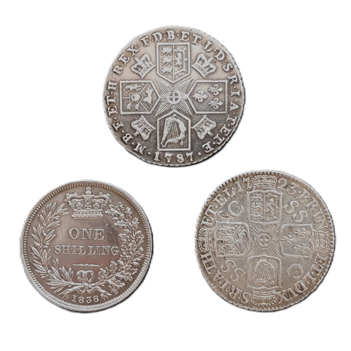 876 - Seven silver shilling coins: Anne (1707 - 1714) 1711, George I (1714 - 1727) 1723, George II (1727 -... 