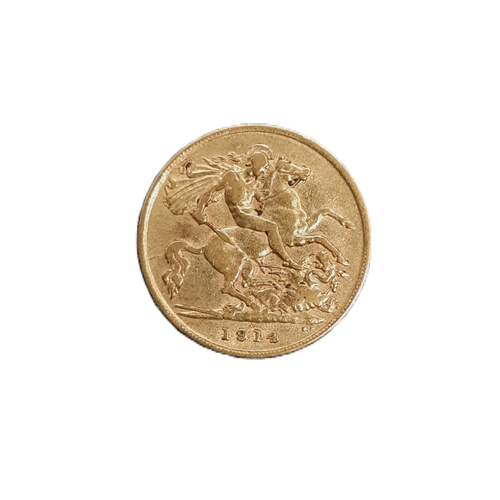 870 - George V (1910 - 1936) A gold half sovereign coin, 1914.