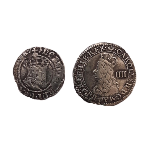 872 - Henry VII (1485 - 1509) A silver half Groat coin, mm. Martlet, together with Charles II (1660 - 1665... 