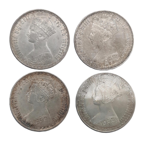 878 - Victoria (1837 - 1901) Four silver Gothic florin coins (4)