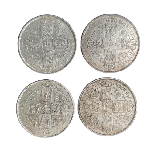 878 - Victoria (1837 - 1901) Four silver Gothic florin coins (4)