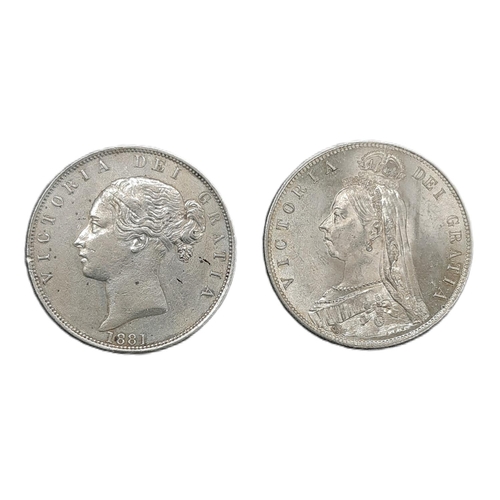 888 - Victoria (1837 - 1901) Two silver half crown coins, 1887 and 1890 (2)